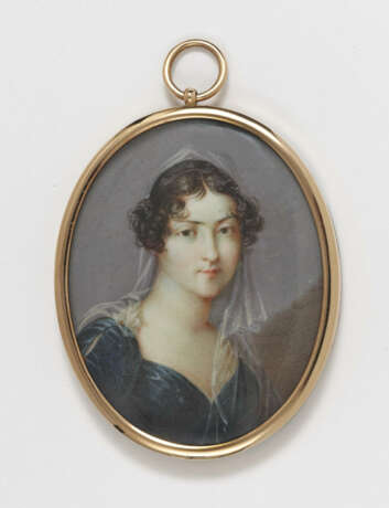 Unbekannt, Anfang 19. Jahrhundert , Bildnis einer jungen Dame mit weißem Schleier - фото 1