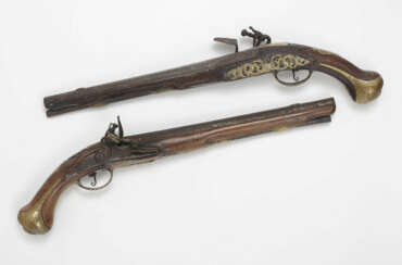 Ein Paar Steinschloss-Duellpistolen, Wohl Süddeutsch, 18. Jahrhundert