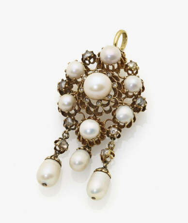 Anhänger mit Perlen und Diamanten, Deutschland oder Frankreich, um 1860 - Foto 1