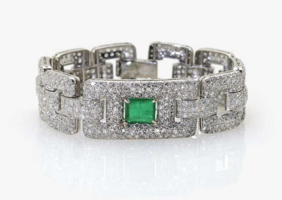 Cocktail Armband mit Diamanten und einem Smaragd, USA, 1960er Jahre - Foto 1