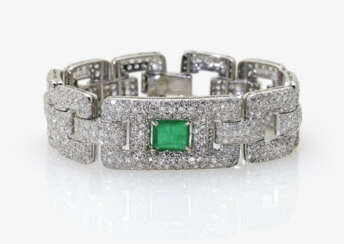 Cocktail Armband mit Diamanten und einem Smaragd, USA, 1960er Jahre 