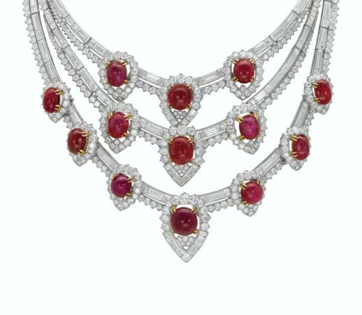 VAN CLEEF & ARPELS RETRO RUBY AND DIAMOND NECKLACE - photo 1