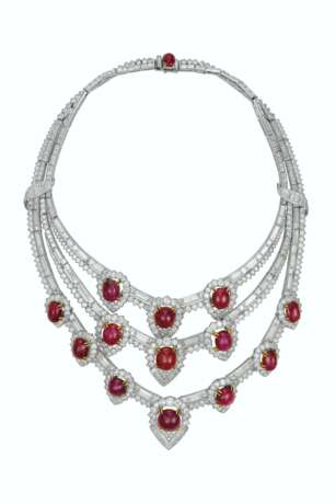 VAN CLEEF & ARPELS RETRO RUBY AND DIAMOND NECKLACE - photo 2