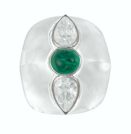 SUZANNE BELPERRON EMERALD, DIAMOND AND ROCK CRYSTAL `ROOF` RING - photo 1