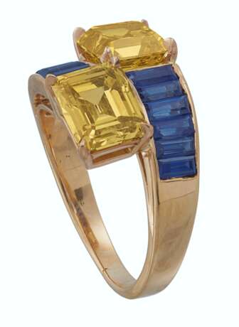 COLORED DIAMOND AND SAPPHIRE RING - Foto 2