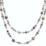 SINGLE-STRAND NATURAL PEARL AND DIAMOND NECKLACE - Foto 1