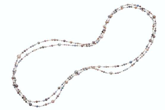 SINGLE-STRAND NATURAL PEARL AND DIAMOND NECKLACE - Foto 2