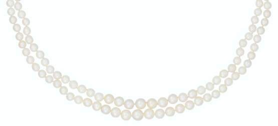 DOUBLE STRAND PEARL, ONYX AND DIAMOND NECKLACE - фото 1