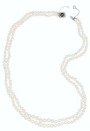 DOUBLE STRAND PEARL, ONYX AND DIAMOND NECKLACE - Foto 3