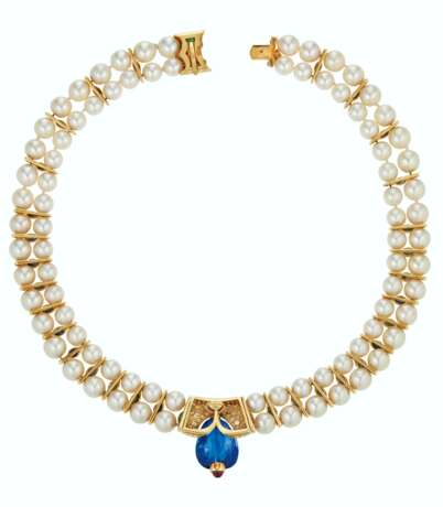 BULGARI CULTURED PEARL, DIAMOND AND MULTI-GEM NECKLACE - Foto 3