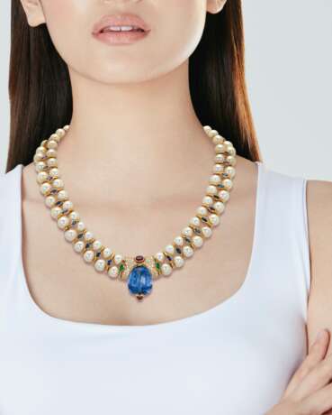 BULGARI CULTURED PEARL, DIAMOND AND MULTI-GEM NECKLACE - Foto 4