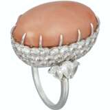 HARRY WINSTON CORAL AND DIAMOND RING AND PAIR OF UNSIGNED DROPS - photo 3
