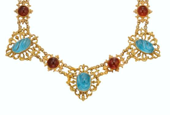 BUCCELLATI AQUAMARINE, CITRINE AND GOLD NECKLACE - фото 1