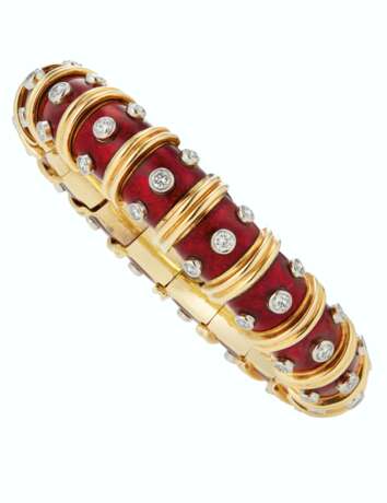 JEAN SCHLUMBERGER, TIFFANY & CO. ENAMEL AND DIAMOND NARROW BANGLE BRACELET - photo 1