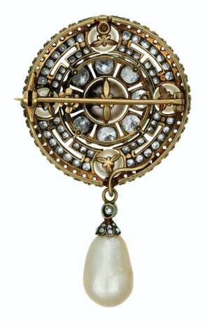 ANTIQUE NATURAL PEARL AND DIAMOND BROOCH - Foto 2