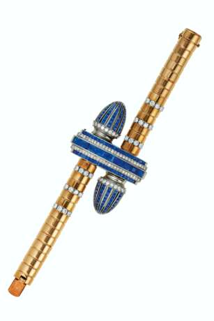 OSCAR HEYMAN & BROTHERS RETRO SAPPHIRE AND DIAMOND WATCH BRACELET - photo 1