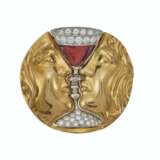 ALEMANY AND ERTMAN FOR SALVADOR DALI GARNET, DIAMOND AND GOLD `TRISTAN AND ISOLDE` BROOCH - Foto 1