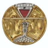 ALEMANY AND ERTMAN FOR SALVADOR DALI GARNET, DIAMOND AND GOLD `TRISTAN AND ISOLDE` BROOCH - Foto 2