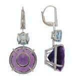 AMETHYST, AQUAMARINE AND DIAMOND EARRINGS - Foto 2