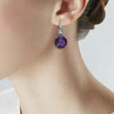 AMETHYST, AQUAMARINE AND DIAMOND EARRINGS - Foto 3