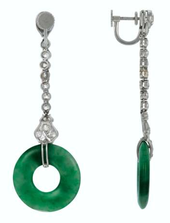 ART DECO JADE AND DIAMOND EARRINGS - фото 2