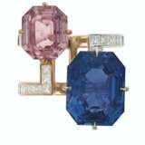 COLORED SAPPHIRE, SAPPHIRE AND DIAMOND RING - photo 1
