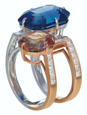 COLORED SAPPHIRE, SAPPHIRE AND DIAMOND RING - photo 2