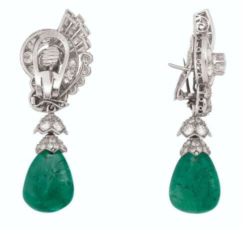 EMERALD AND DIAMOND EARRINGS - photo 2