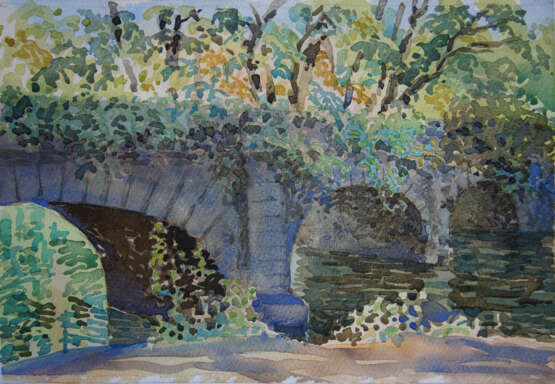 Watercolor drawing “Aqueduct”, Paper, Watercolor, Realist, Landscape painting, Russia, 2015 - photo 1