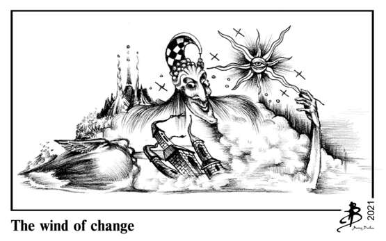 The wind of change Papier Bleistift Surrealismus Ukraine 2020 - Foto 1