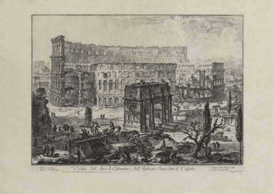 Giovanni Battista Piranesi, Veduta del Palazzo Odeslcalchi - Veduta dell'Arco di Costantino e dell'Anfiteatro Flavio detto il Colosseo  - фото 5