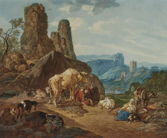 Wilhelm von Kobell, zugeschrieben , Landschaft mit ruhender Herde - Foto 1