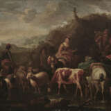 Pieter van Bloemen, Art des , Ziehende Soldaten mit Marketenderin und Vieh Auf dem Keilrahmen Besitzersiegel. - Foto 1