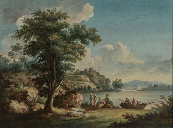 Italien 18. Jahrhundert , Uferlandschaft mit Figurenstaffage - photo 1