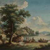 Italien 18. Jahrhundert , Uferlandschaft mit Figurenstaffage - фото 1