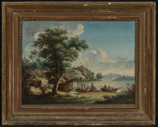 Italien 18. Jahrhundert , Uferlandschaft mit Figurenstaffage - photo 3