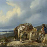 Johann Adam Klein, zugeschrieben , Rastender Händler mit zwei Pferden am Flussufer - Foto 1