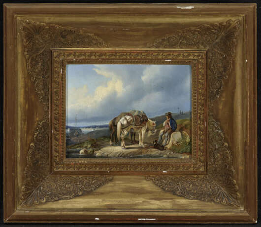 Johann Adam Klein, zugeschrieben , Rastender Händler mit zwei Pferden am Flussufer - фото 2