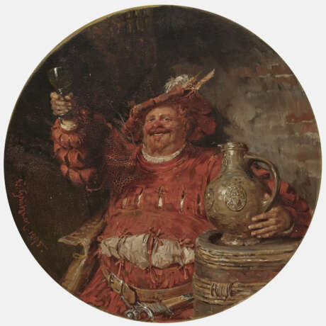 Eduard von Grützner, Falstaff Mit irdenem Krug und Weinglas. - Foto 1