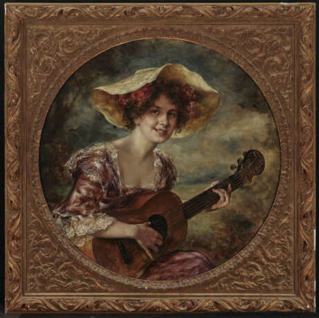 Karl A. Schlegel 19./20. Jahrhundert , Junge Frau mit Gitarre - photo 2
