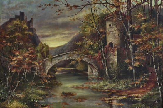 Carl Anton Ferdinand von Schmidt-Phiseldeck, Herbstliche Landschaft mit Brücke und Ruine - Foto 1