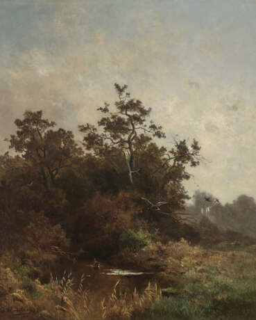 Josef Wenglein, Landschaft mit Teich und Enten - Foto 1