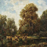 Otto Pippel, Baumlandschaft mit Kühen am Wasser - фото 1