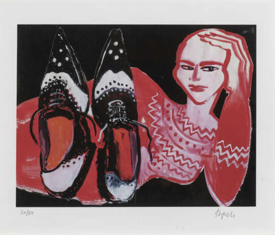 Elvira Bach, Stehende Eva mit Palmenzweig . Frau mit zwei Schuhen. - фото 1