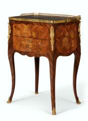 A LOUIS XV ORMOLU-MOUNTED KINGWOOD, BOIS SATINE, AMARANTH AND MARQUETRY TABLE A LA BOURGOGNE