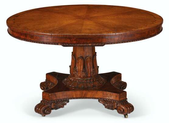 A WILLIAM IV OAK AND TULIPWOOD-BANDED BREAKFAST TABLE - photo 3