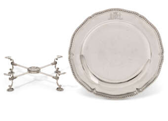 A GEORGE II SILVER SECOND-COURSE DISH AND A GEORGE III SILVER DISH CROSS