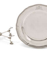 A GEORGE II SILVER SECOND-COURSE DISH AND A GEORGE III SILVER DISH CROSS