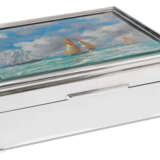 AN ELIZABETH II SILVER ARMADA DISH AND A SILVER-PLATED CIGAR BOX - photo 1