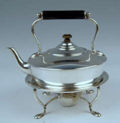 Sterling Silver Art Nouveau Tea Pot on Rechaud by Barnard UK, London, circa 1895